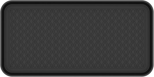 Ottomanson 15” x 30” Multi-Purpose Boot Tray - Waterproof Mat for Shoes, Pet Food, Litter Box, Painting & Planting - 1.2” Raised Edge for Spill Protection