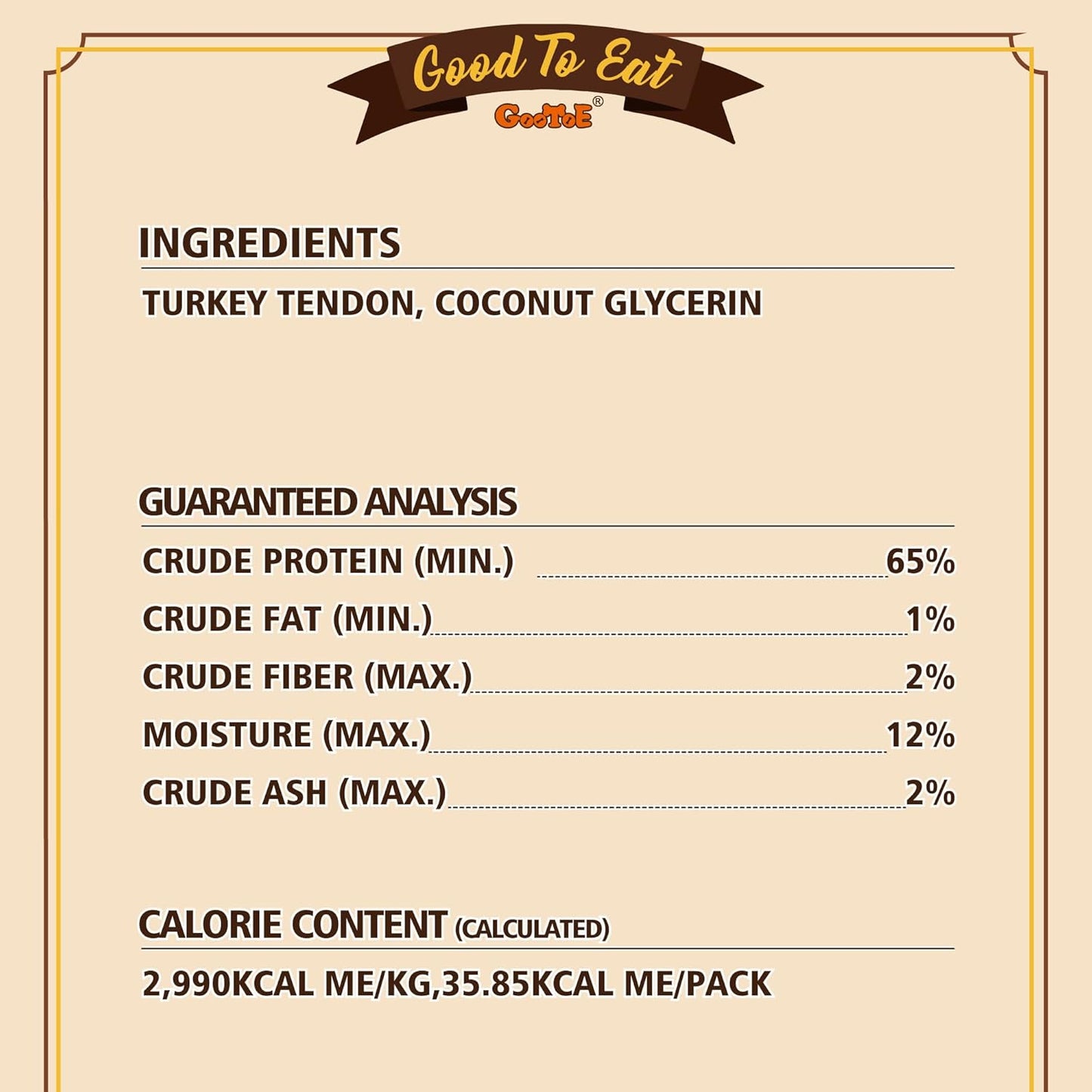 Gootoe Turkey Tendons for Dogs – All-Natural, Hypoallergenic Dog Treats, Rawhide Alternative, Long Lasting Puppy Chews, Healthy Dog Treats for Small Breeds, Rope (S), 6 Count Pack