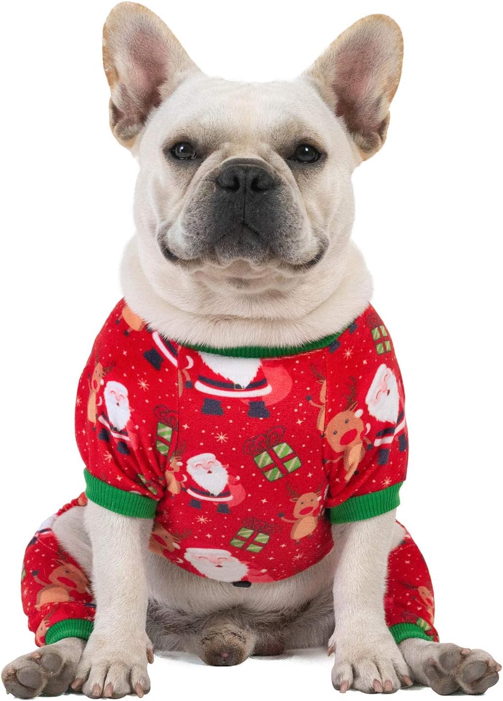 CuteBone Small Dogs Christmas Outfit Soft Puppy Onesies Pjs Dog Pajamas Pet Coat Cat Apparel Comfy Doggie Jumpsuit Bodysuit for All Seasons P135M