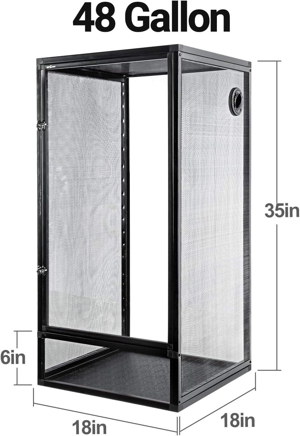 REPTI ZOO 18" x 18" x 36" Front Opening Chameleon Cage with 3-Sided Metal Mesh, 50 Gallon Screen Vertical Terrarium with Background Sticker, Tall Enclosure for Chameleon, Tree Frog, Arboreal Reptiles