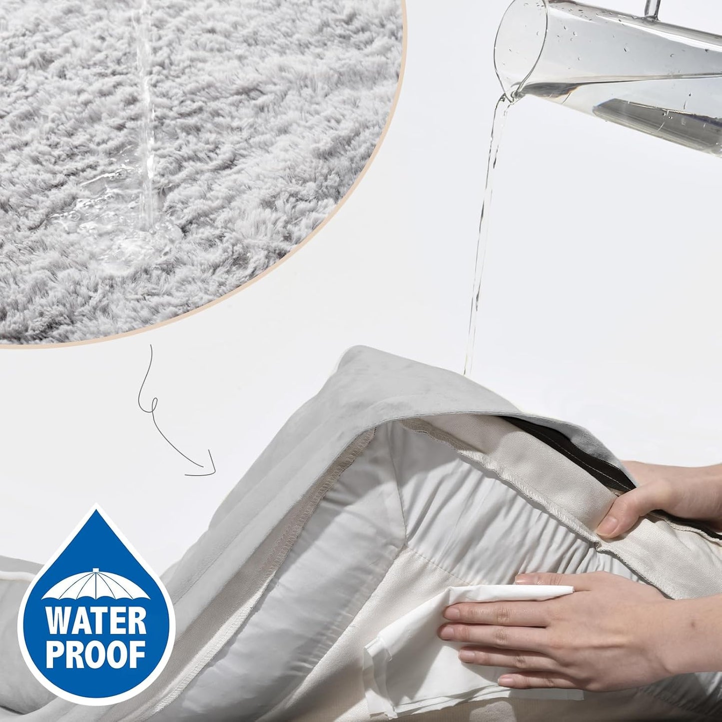 Comfort Expression Large Dog Beds Orthopedic Foam, Waterproof Dog Beds for Dogs Sofa Comfy Pet Bed with Washable Removable Cover & Non-Slip Bottom(Large,Grey White)