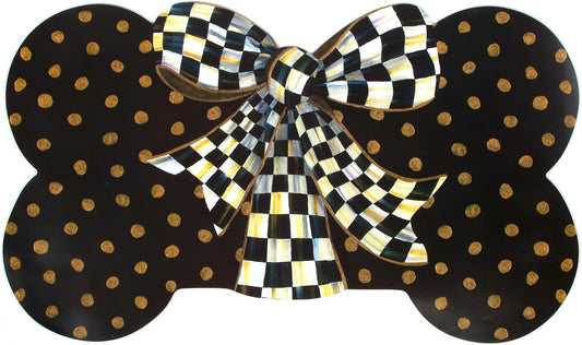 MACKENZIE-CHILDS Pup Placemat, Cute Pet-Food Mat for Dog Bowls and Cat Bowls, Courtly Bow