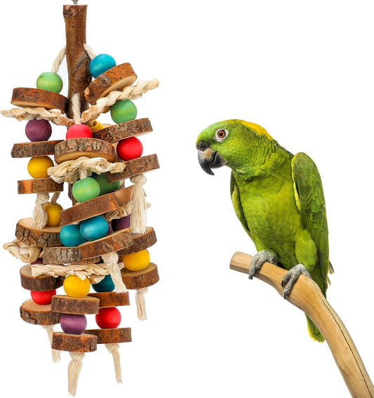 Rypet Wood Bird Chewing Toys for Cage Wall, Wooden Bird Cage Toy for Helping to Trim Beak, Birds Toys Parrot Toy for African Grey Parrots Cockatoos Amazon Parrot and Other Small to Medium Parrots