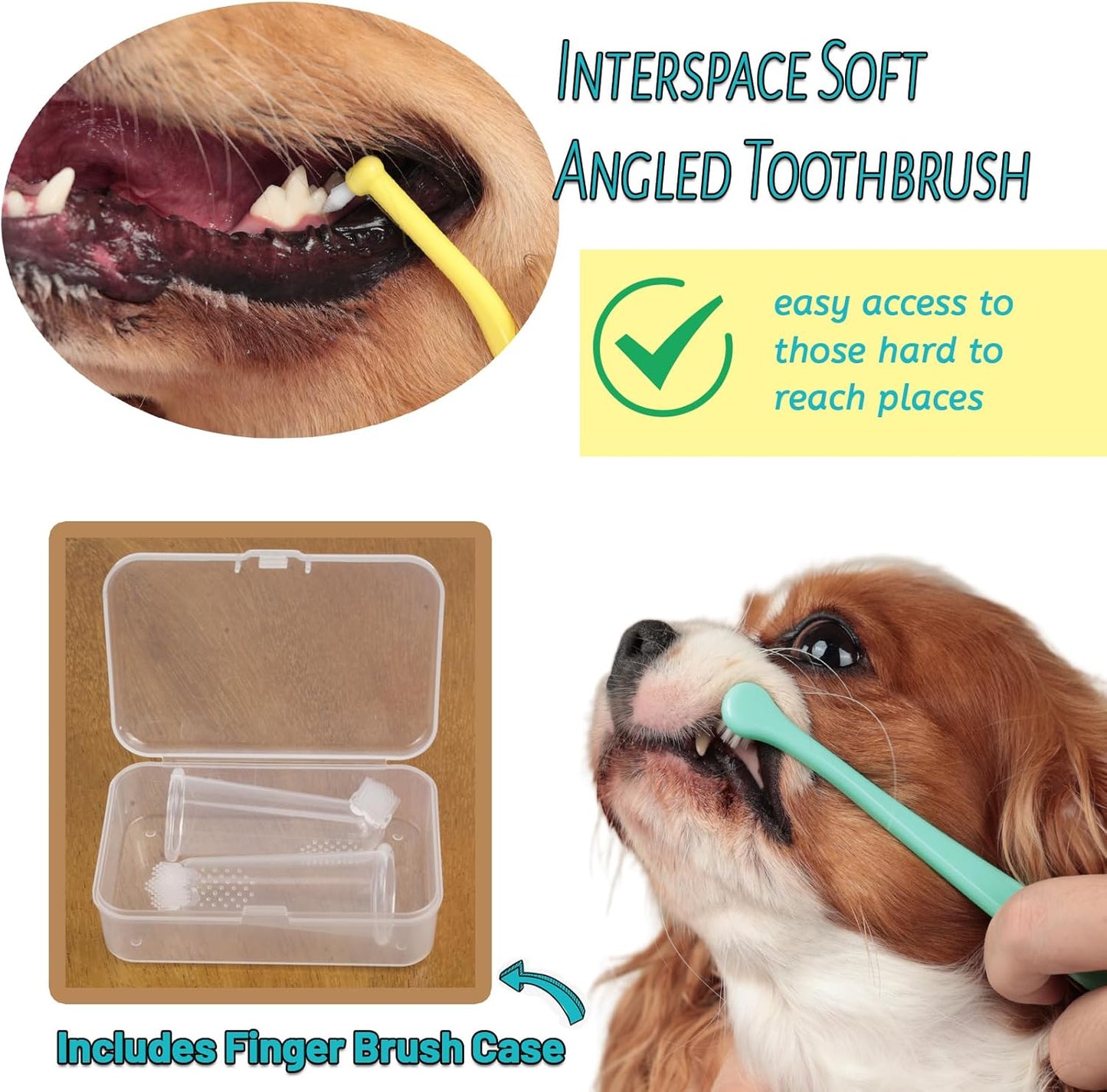 E.M&S.T by Emmeliestella Small Dog & Cat Toothbrush Kit，Micro Head, Kitten Toothbrush, Finger Brush, Starter Kit, Round & Pointed Design, Pet Dental Care, Soft Bristles, Multi-Angle, Deep Clean, 5PCS