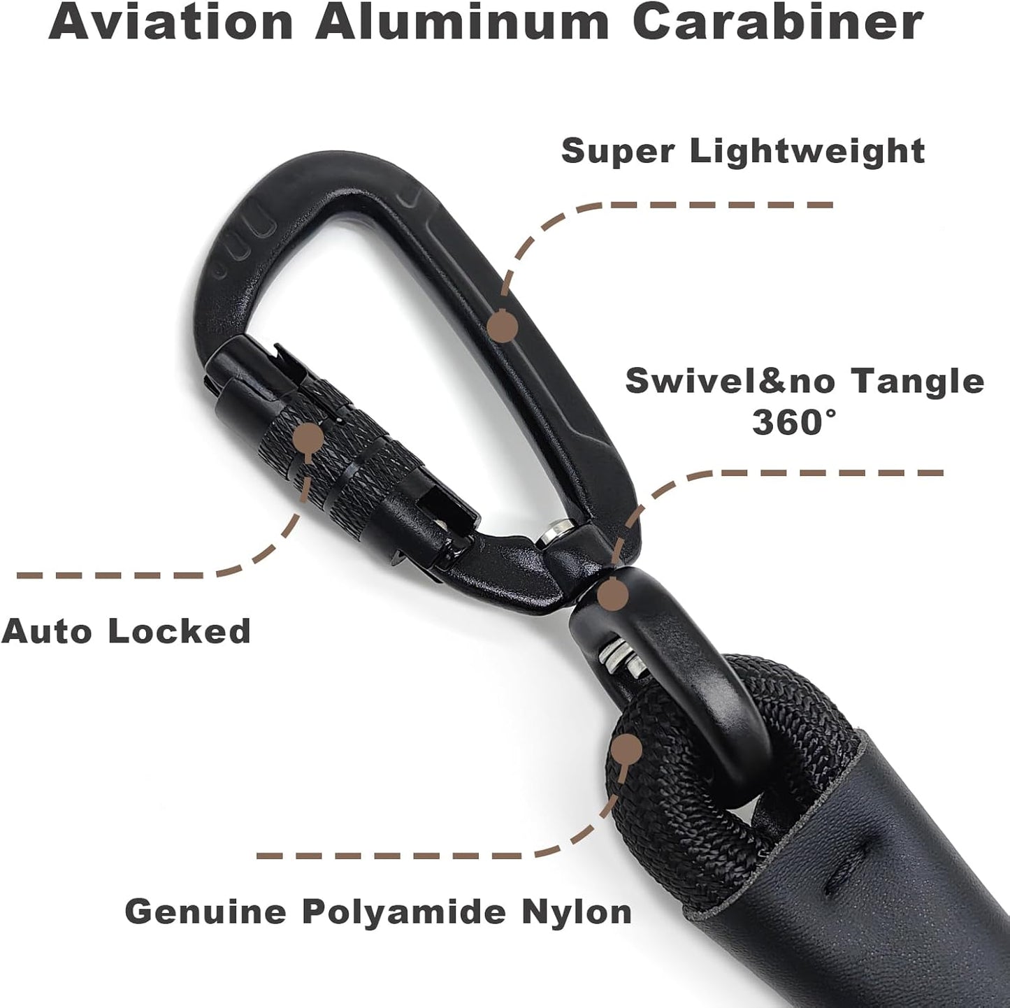 Rope Dog Leash with Two Handles, 6 Foot Heavy Duty Dog Leash with Aviation Aluminum Auto Locking Carabiner, Strong Nylon Pet Lead for Small, Medium, Large Dogs (Blue, 6FT-Two Handle)