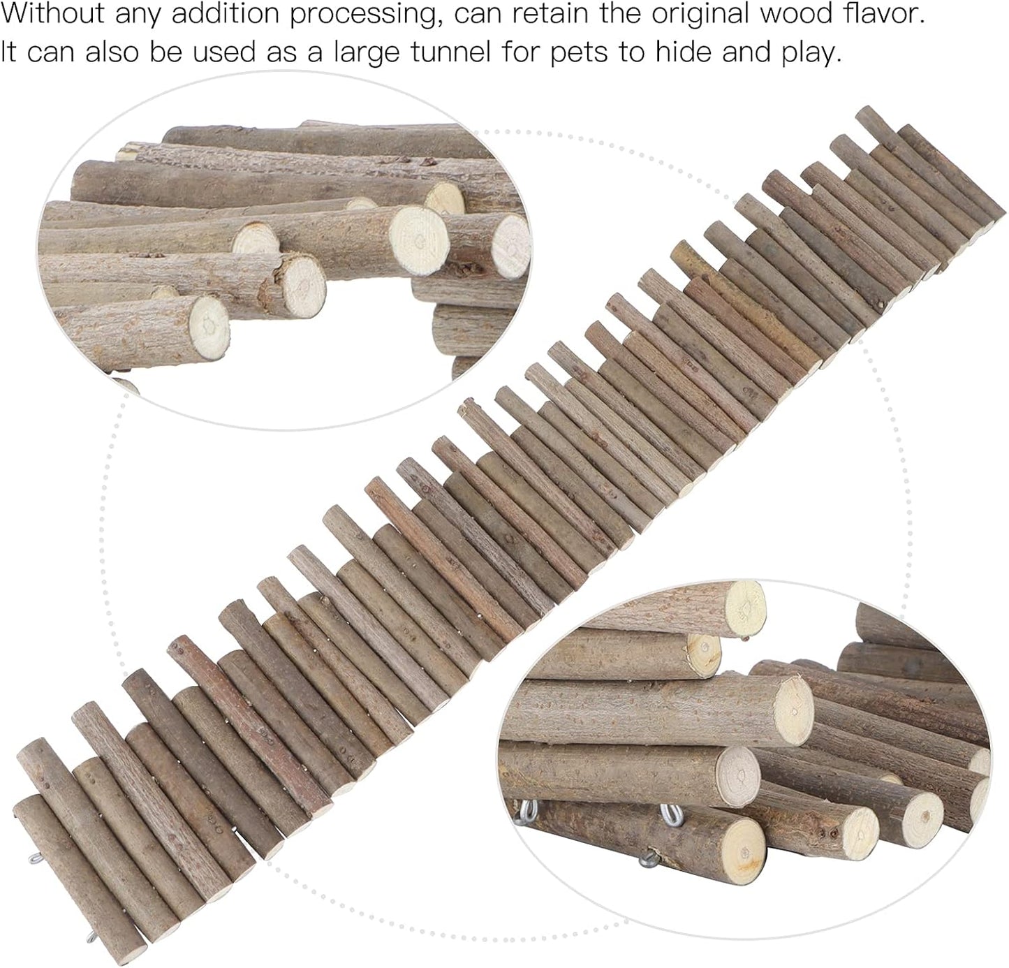 Ejoyous Hamster Wooden Bridge, Wood Ladder Hamster Fence Hideout Cage Bedding Climbing Toys for Syrian Hamsters Gerbil Small Animals (50CM Fence)