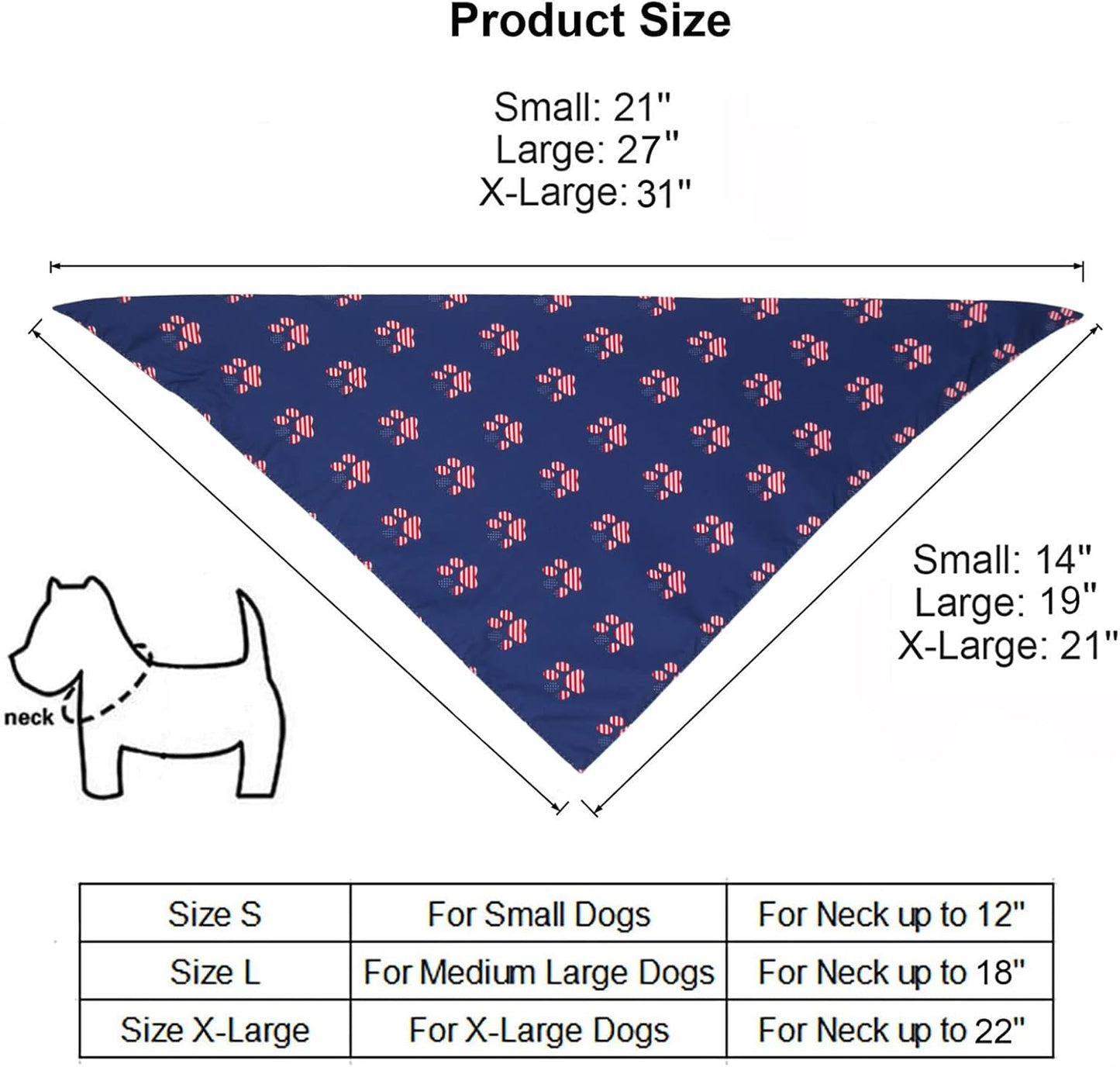 PTDECOR American US Flag Dog Bandana 4th of July Dog Bandanas Reversible Triangle Pet Bibs Scarf for Large and Extra Large Dogs (Style 1, X-Large)