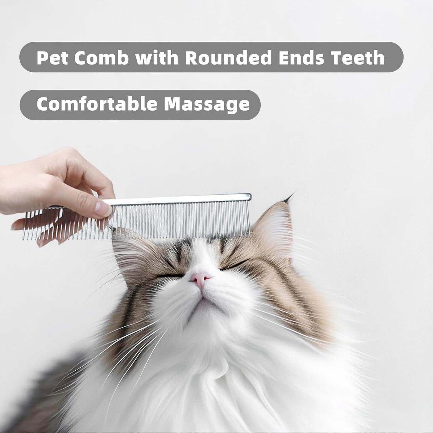Stainless Steel Dog Comb - Cat Combs with Rounded Ends Teeth - Professional Metal Pet Grooming Removes Tangles Knots for Dogs Cats 7.6IN/1.42IN