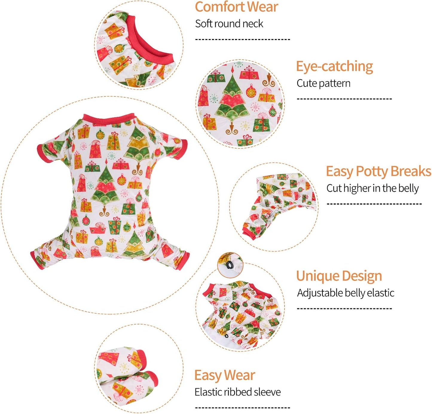 CuteBone Small Dogs Christmas Outfit Soft Puppy Onesies Pjs Dog Pajamas Pet Coat Cat Apparel Comfy Doggie Jumpsuit Bodysuit for All Seasons P17XS