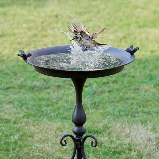Dia 18" W*28" H Large Metal Bird Bath with Stand, Bird Baths for Outdoors, Metal Birdfeeder,for Garden Yard Decor