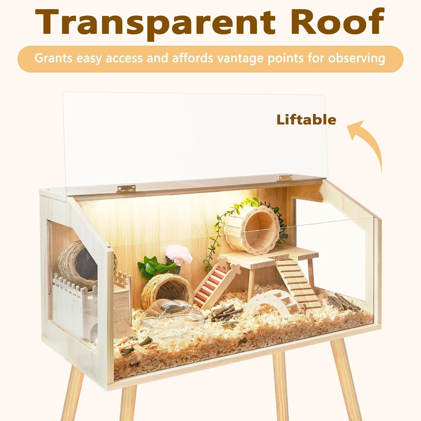 Prolee Hamster Cage with Legs, Guinea Pig Cages Chew Proof, Hamster House, Hamster Cages and Habitats with Lockable Design, 32" L x 16" W x 40" H