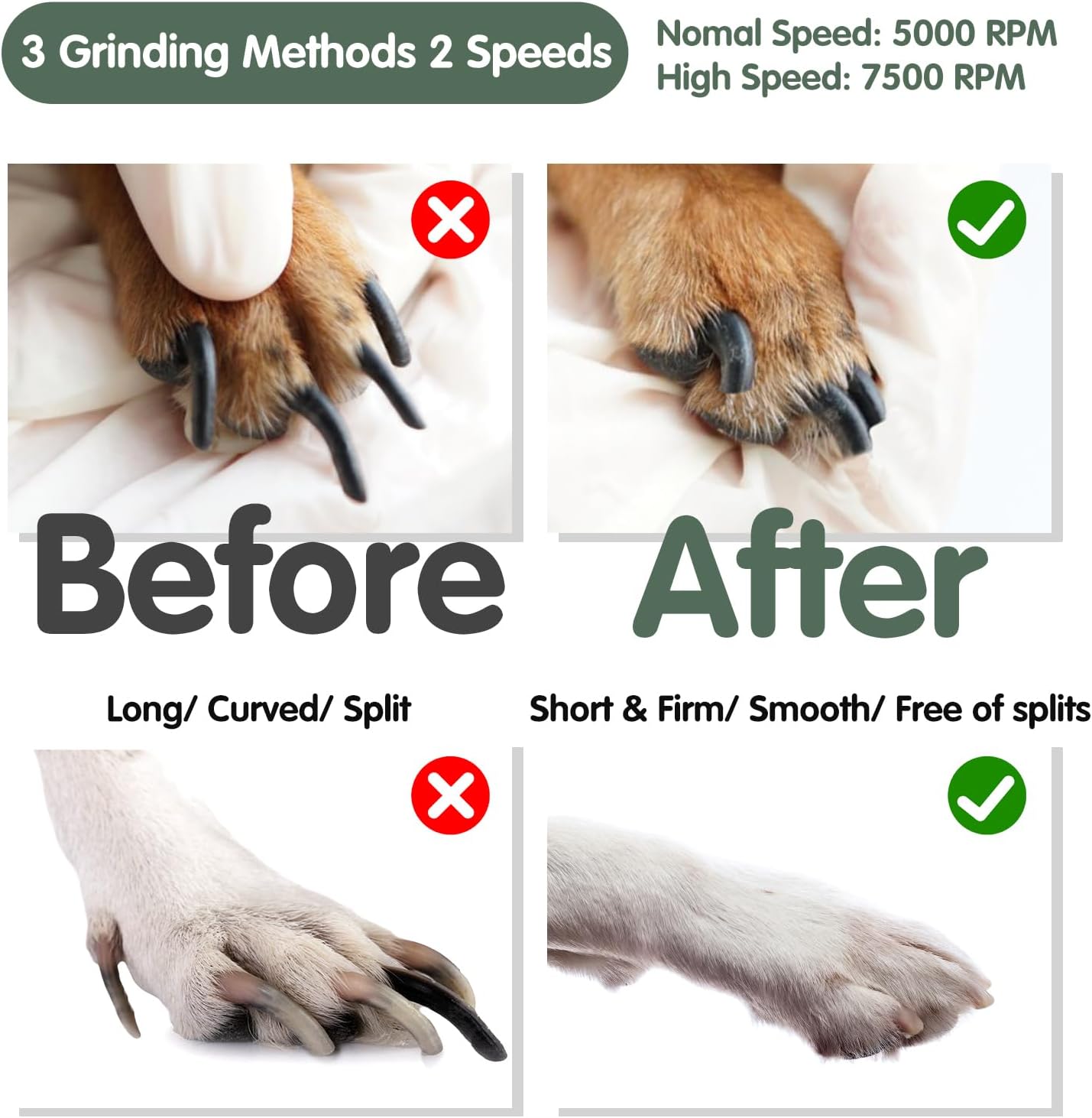 VIWIK Dog Nail Grinder, 2-Speed Rechargeable Dog Nail Trimmers for Large Medium & Small Dogs, Upgrade Professional Electric Pet Paws Grooming, Quiet Puppy Grooming Tool, for Dogs Cats