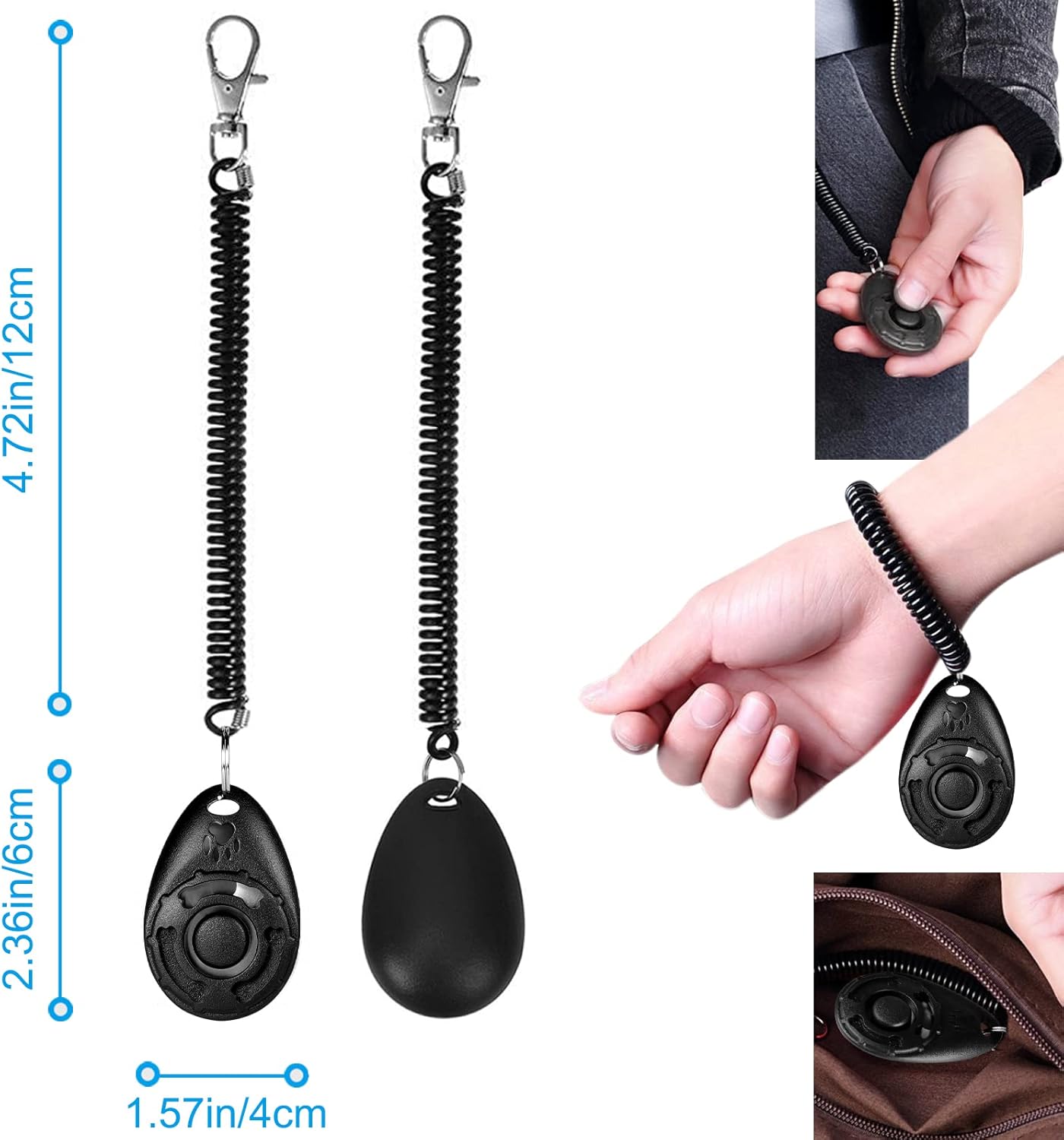 Diyife Dog Clicker for Training, 2 Pack Dog Training Clicker, Clicker Dog Training with Wrist Strap, Pet Training Clicker, Perfect for Dog Cat Puppies Behavioral Training (Black and Water Lake Blue)