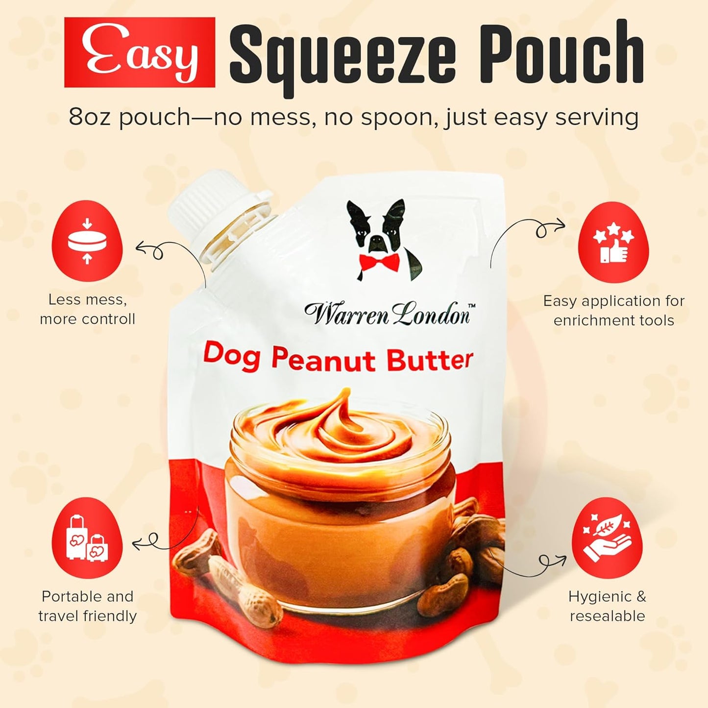 Warren London Hat/Snack Combo - Distract-A-Hat™ Grooming Distraction Tool + 8 oz All-Natural Roasted Peanut Dog Peanut Butter, Xylitol-Free Enrichment & Anxiety-Relief, $42 Value for $34.99