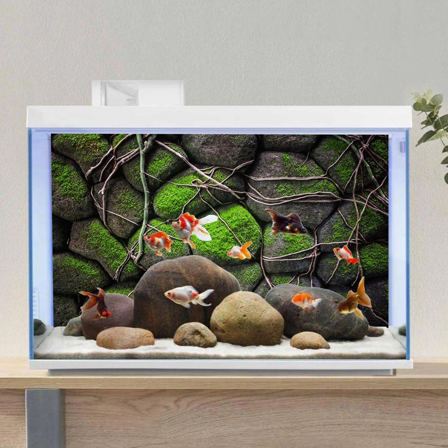 AWERT 48x18 inches Stone Aquarium Background Rock Fish Tank Background Rocky Terrarium Background Vinyl