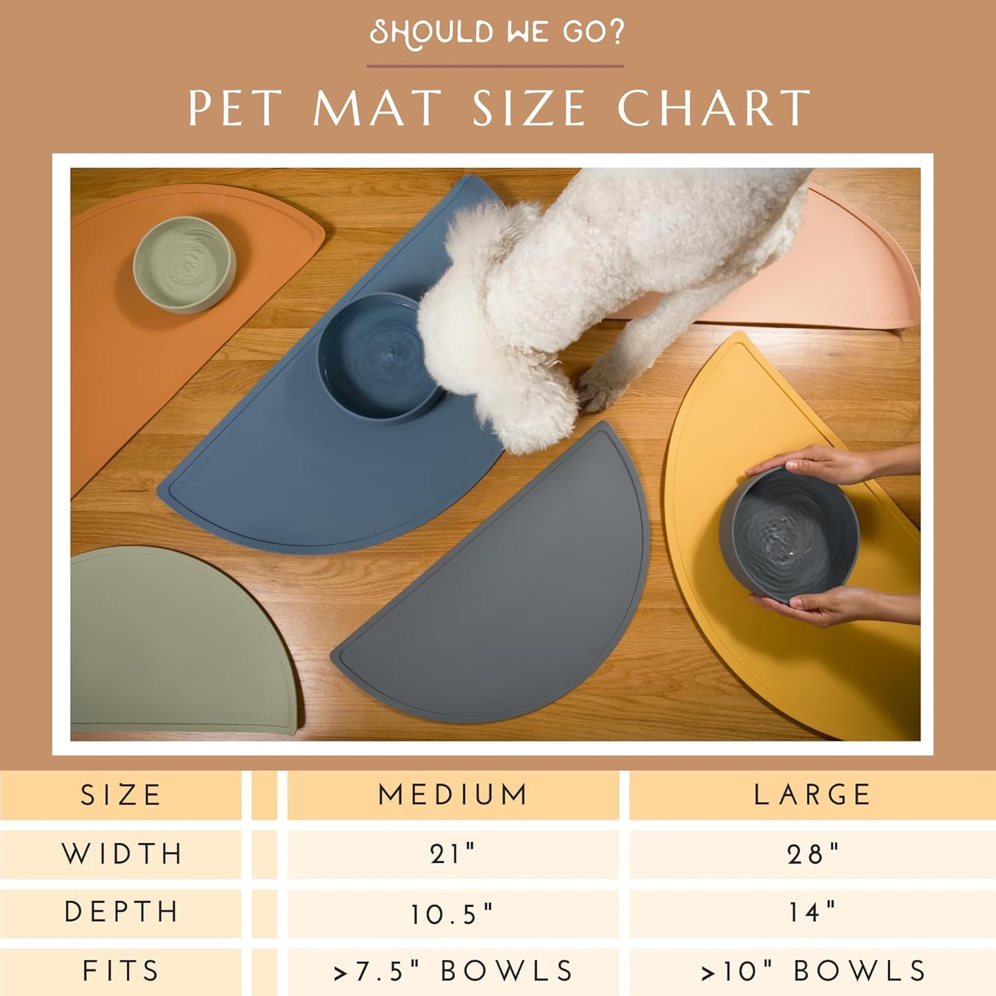 Waterproof Silicone Pet Food Mat - Non-Slip Spill-Proof Feeding Mats for Floors, Raised Edge Design Easy-to-Clean Rubber Mat for Dog & Cat Bowls, 28" Across x 14" Deep, Large-Terracotta
