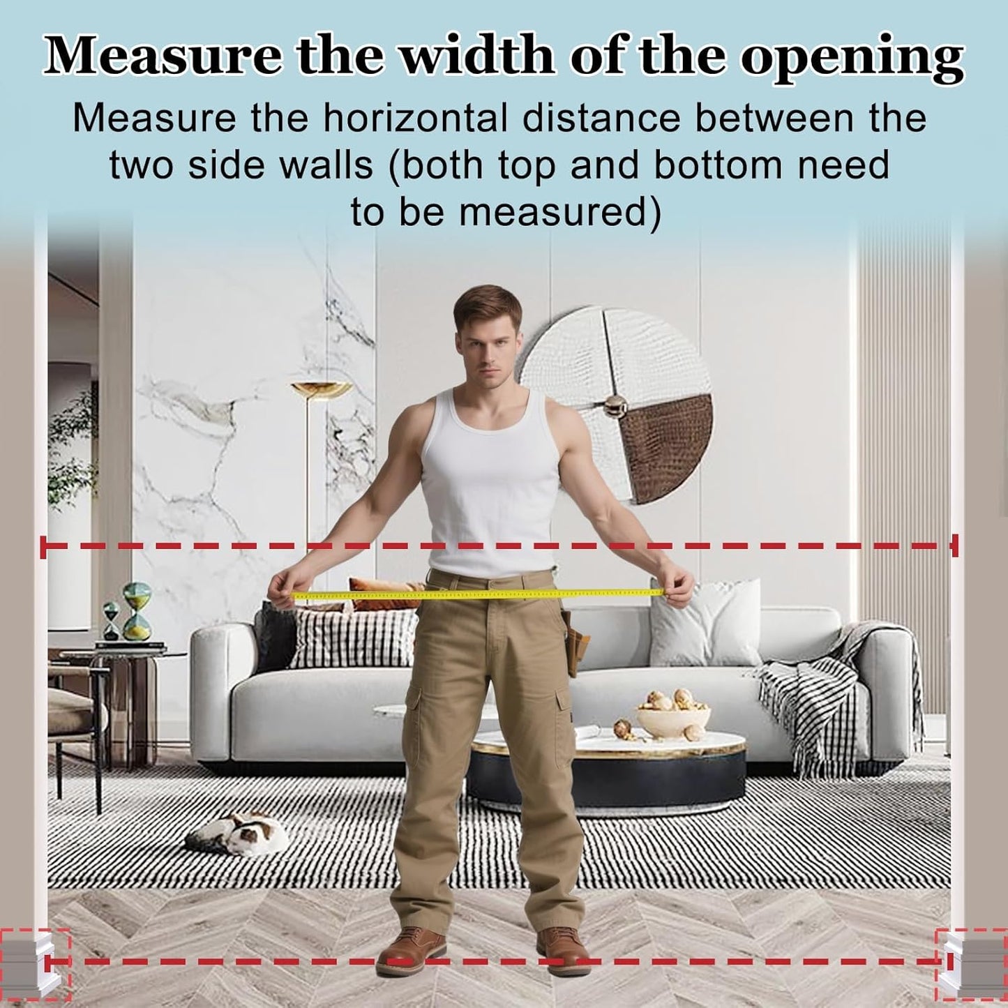 WAOWAO Triple Lock Baby Gate Extra Wide 57.87-62.59" Pressure Mounted Walk Through Swing Auto Close Safety Black Metal Dog Pet Puppy Cat for Stairs,Doorways,Kitchen