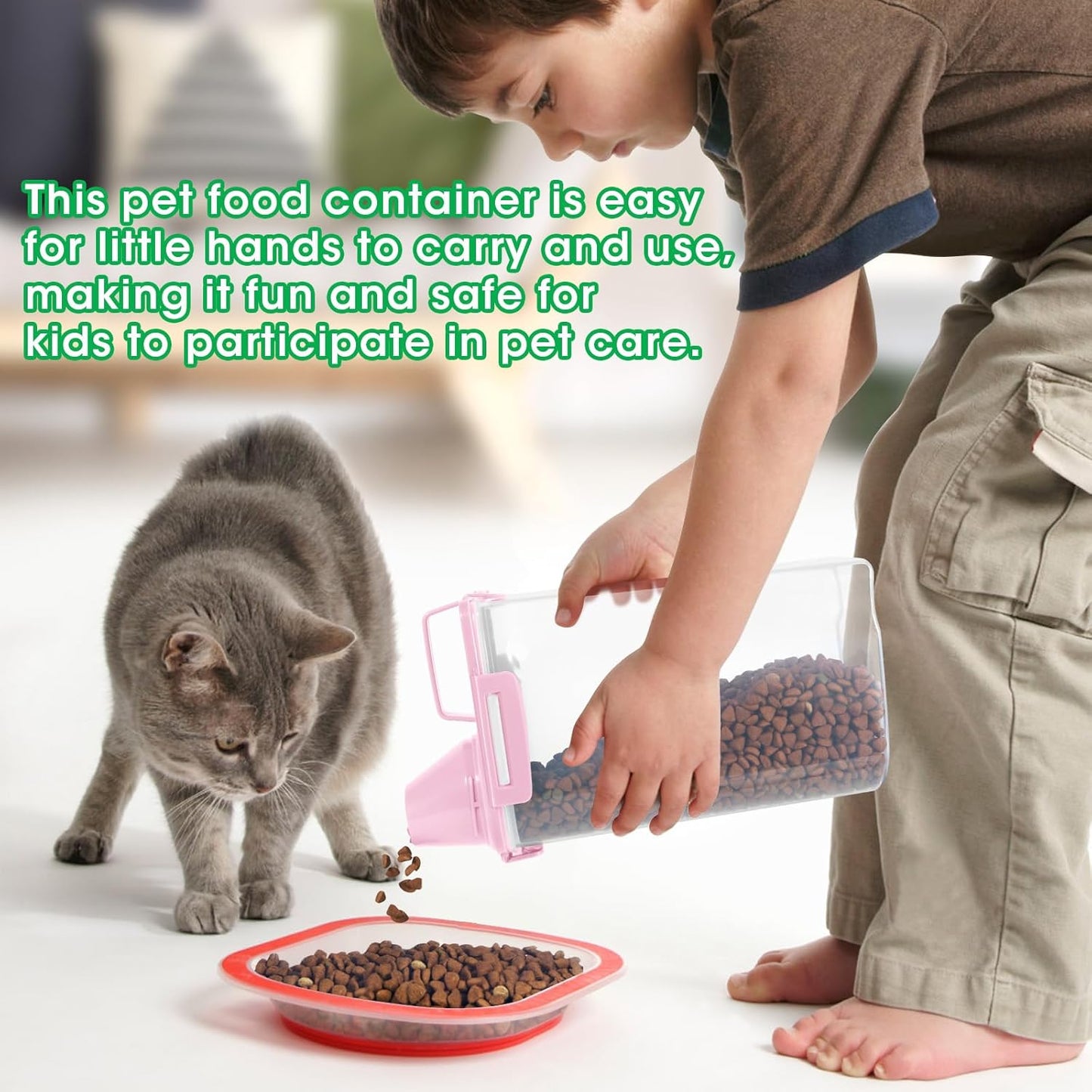 TBMax Rice Container 2 Pack 5 Lbs Cereal Container Storage, Kitchen Pantry Food Storage Holder with Cup, Small Pet Dog Cat Food Container -Pink