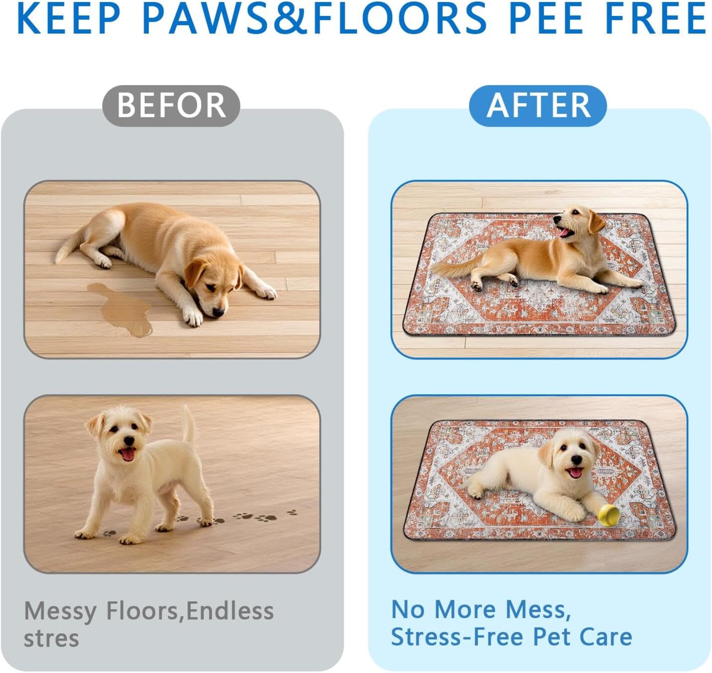 Washable Pee Pads for Dogs 2 Pack, Absorbent Reusable Puppy Pads Waterproof, Leakproof & Non-Slip Whelping Pad, Potty Training Pads for Dogs Playpen Mat 24x36