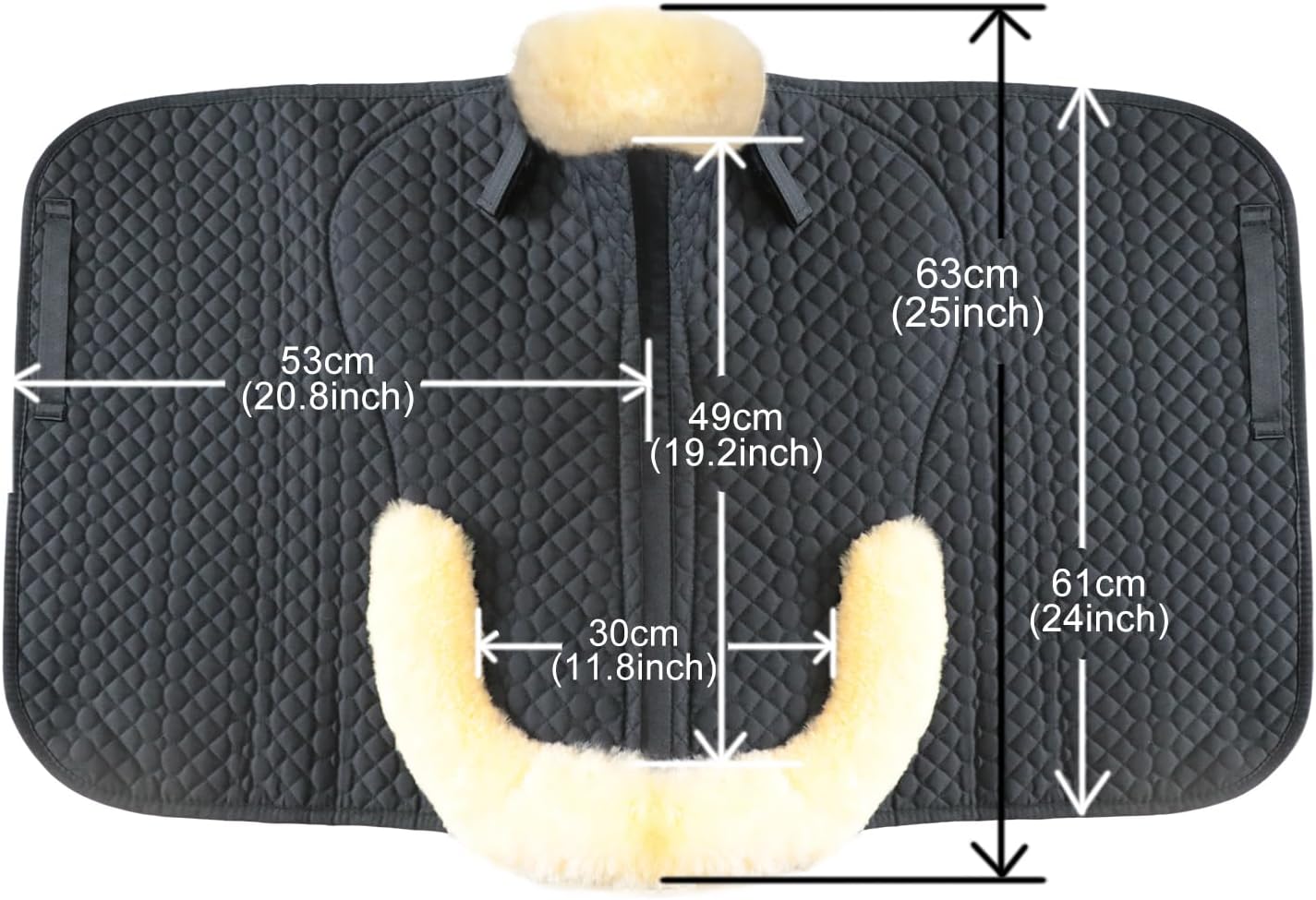 Woolous Dressage Saddle Pad, English Saddle Pad with Sheepskin Trim, Lambskin Wool Fleece Lining, Square Saddle Pad for Equestrian Riding, Comfortable & Shock Absorbing