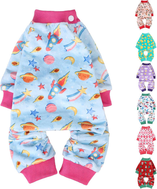 BEAUTYZOO Dog Pajamas Small Sized Dog, Summer Doggie Pajamas for Boy Girl, Soft Strechy Cotton Puppy Pjs Jammies Onesies for Men Women, Pet Jumpsuit Body Suit Cat Apparel Clothes, Blue S