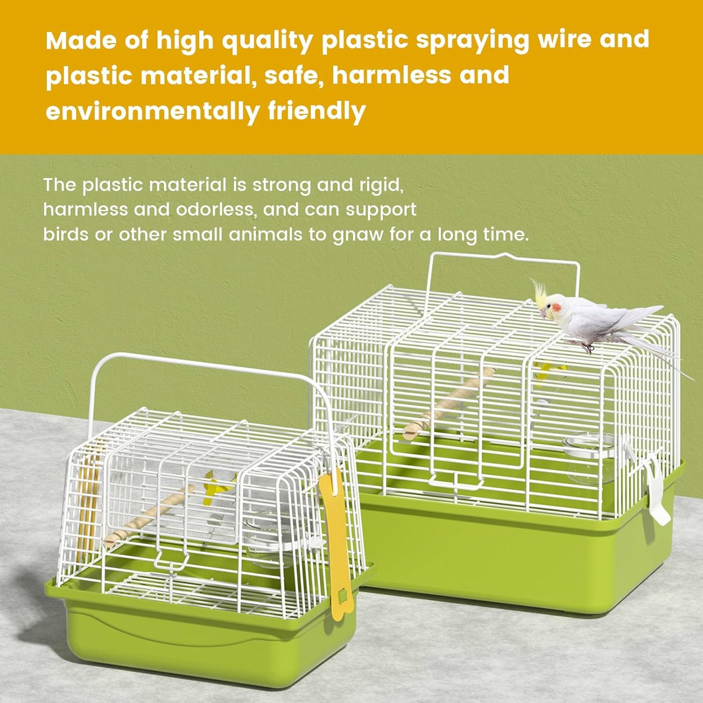 BAGHBPM Small Bird cage,Travel Cage for Birds and Small Animals, Parakeet cage,Bird Carrier Travel cage,Bird Travel cage, jaulas para pájaros,Green,(Size:S,M,L) (L)