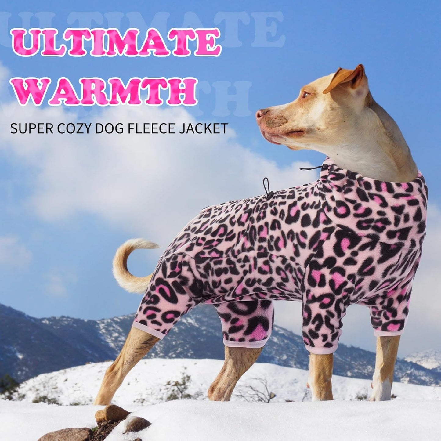 ROZKITCH Dog Warm Pajamas, Pet Windproof Warm Cold Weather Jacket Vest with Luminous Zipper, Jumpsuit Apparel Outfit Clothes for Small Medium Large Dog L-Pink 2XL