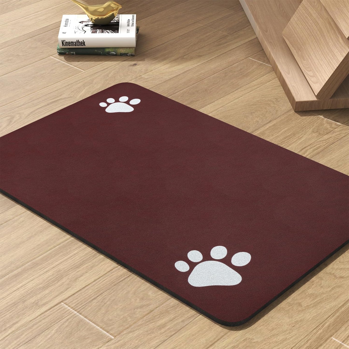 Pet Feeding Mat-Absorbent Dog Mat for Food and Water Bowl-No Stains Quick Dry Water Dispenser Mat-Dog Accessories Pet Supplies-Bowl for Messy Drinkers（RED,16"x24"