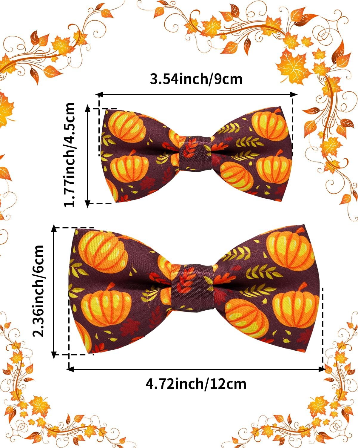 PET SHOW 10 Pack Thanksgiving Small Dog Bow Ties Sliding Collar Attachments Puppy Cats Pumpkin Turkey Patterns Bowties for Medium Dogs Fall Bowknots Party Holiday Pet Grooming Accessories(Small)