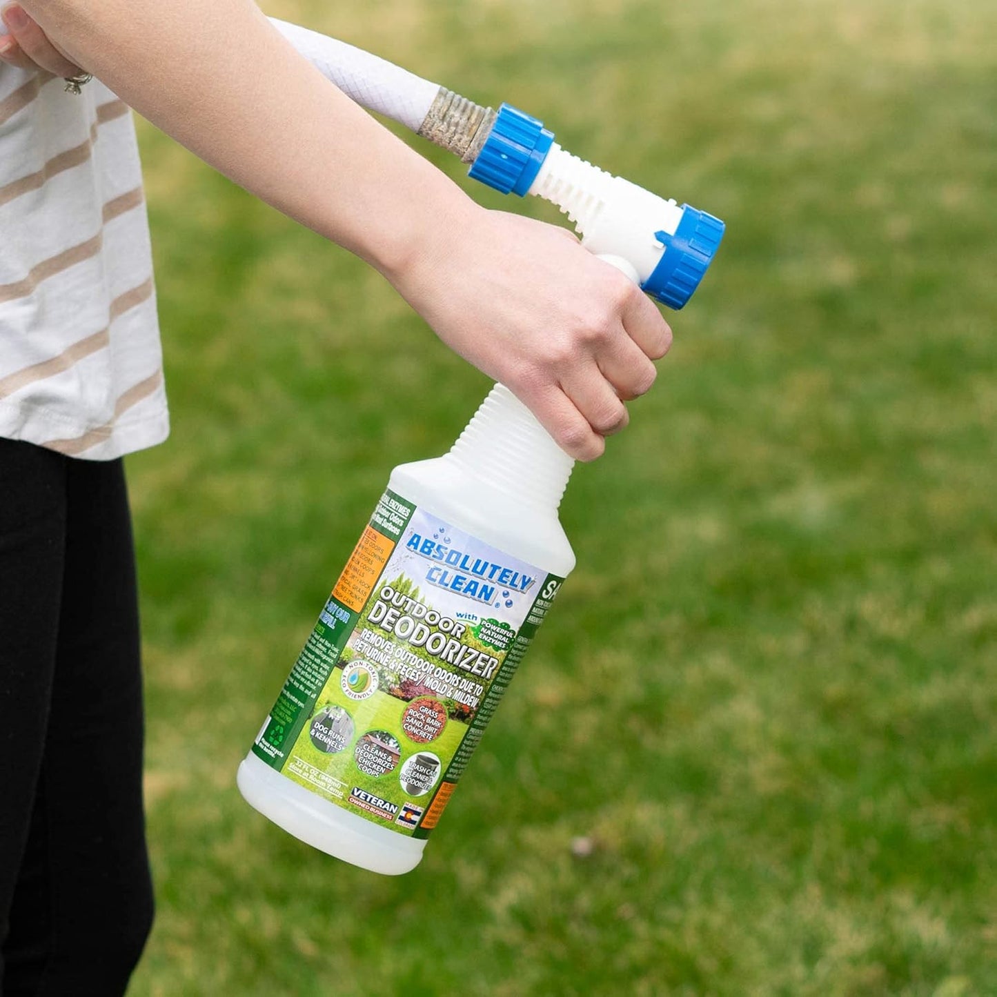 Amazing Outdoor Deodorizer odor eliminator Natural Enzyme Just Spray & Walk Away Grass, AstroTurf, Dog Runs, Patios, Decks, Fences & More Vet Approved - 32oz odor eliminator for strong odor