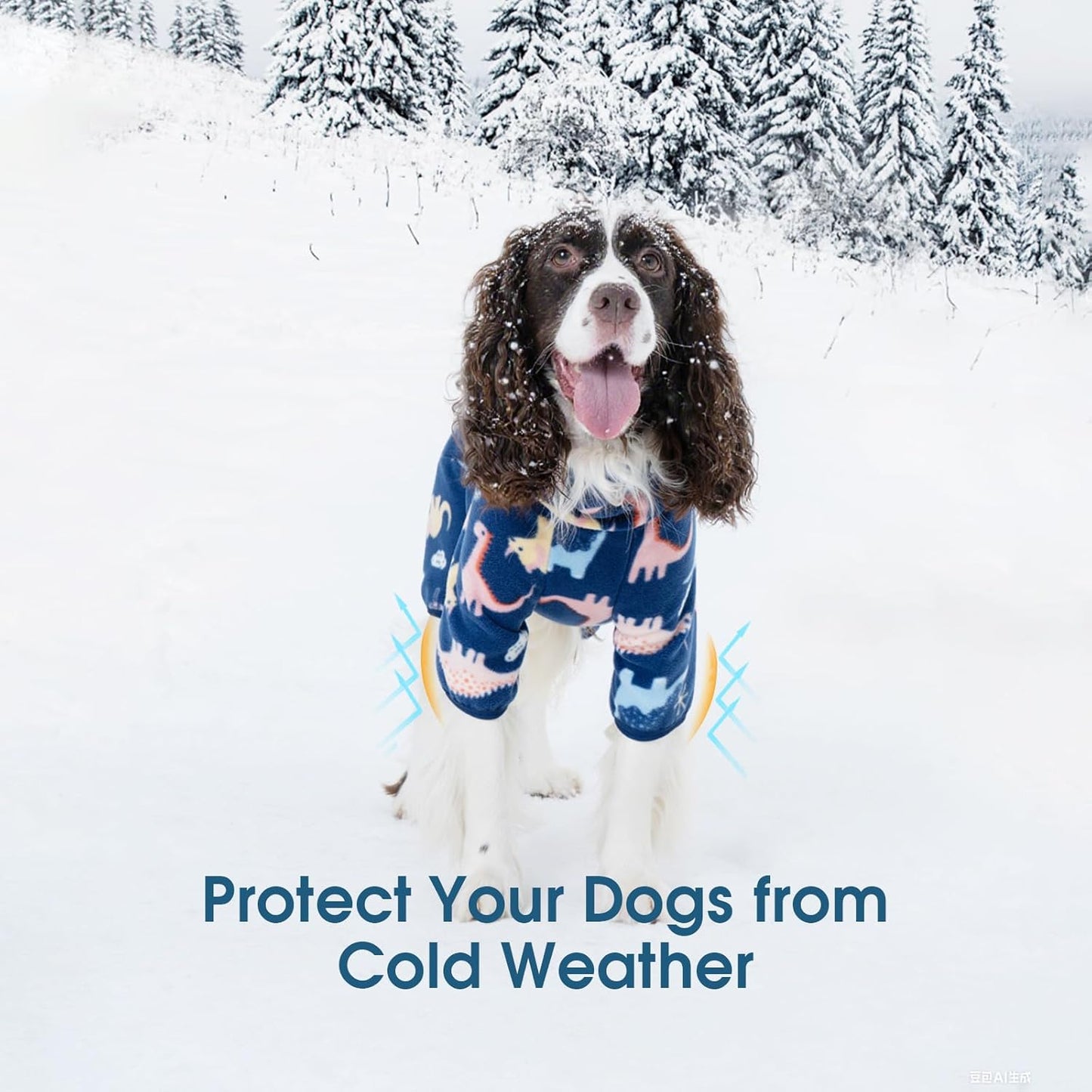 ROZKITCH Dog Clothes Large Sized Pajamas, Pet Windproof Warm Cold Weather Jacket Vest with Reflective Zipper, Jumpsuit Apparel Outfit Clothes for Medium Dog Dinosaur L