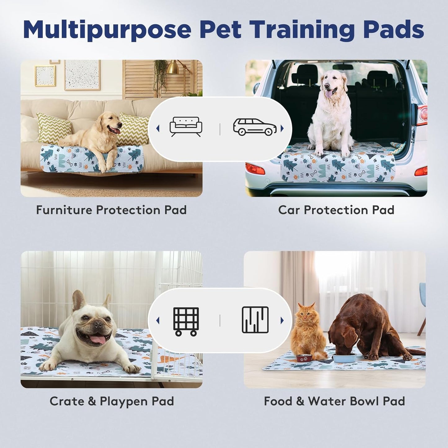 FURTIME Washable Pee Pads for Dogs, 2 Pack Large 34"x36" Super Absorbent Reusable Puppy Pads, 100% Waterproof Non-Slip, Whelping Dog Playpen Crate Mat for Potty