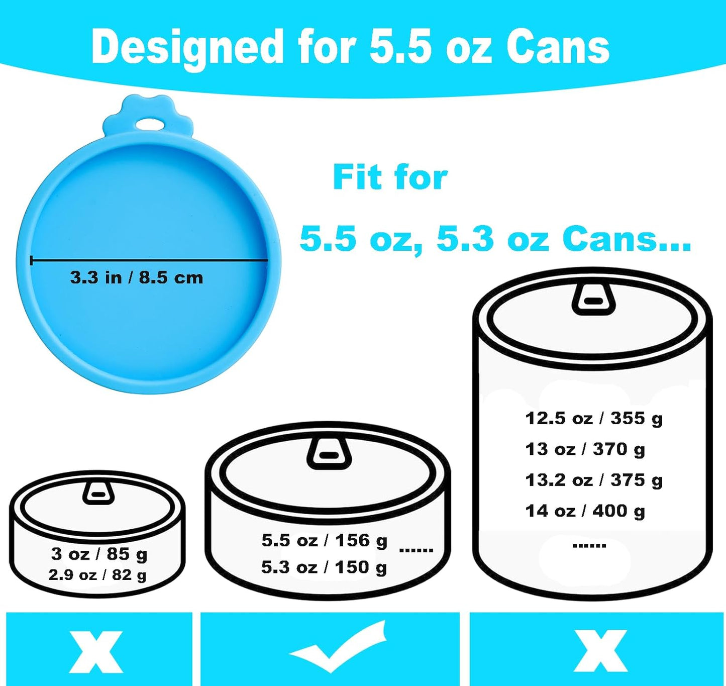 COMTIM Cat Food Can Covers Lids for 5.5 oz Cans, 2 Pack Silicone Cat Food Can Lids for 5.5 oz 5.3 oz Cans...Pet Food Can Covers Reusable Can Toppers Savers for Wet Food