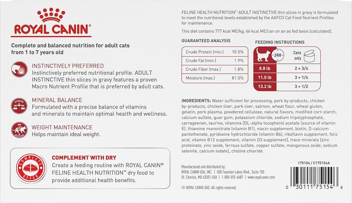 Royal Canin® Feline Health Nutrition™ Adult Instinctive Thin Slices In Gravy Canned Cat Food, 3 oz can (18-count)