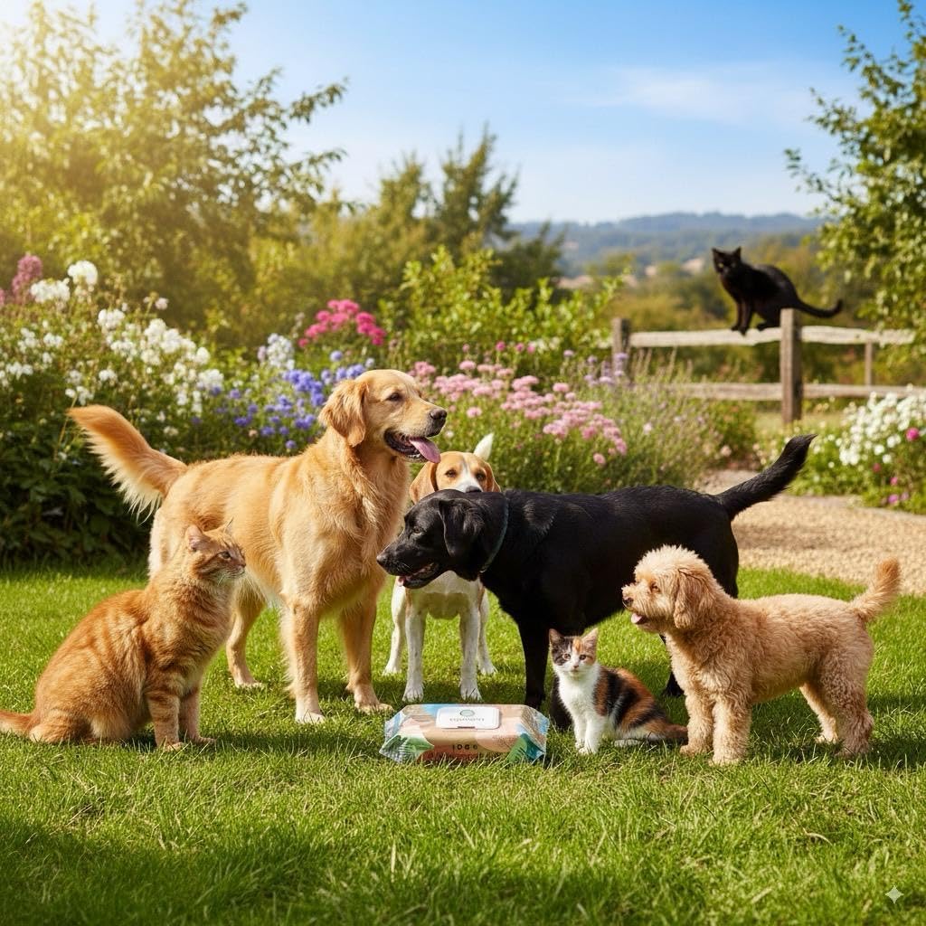 Eco Wave Hypoallergenic Plant-Based Pet Wipes, Dog and Cat Grooming Wipes for Face, Ears, Body, Butt, and Paws, Fragrance Free, Compostable, 400 Count