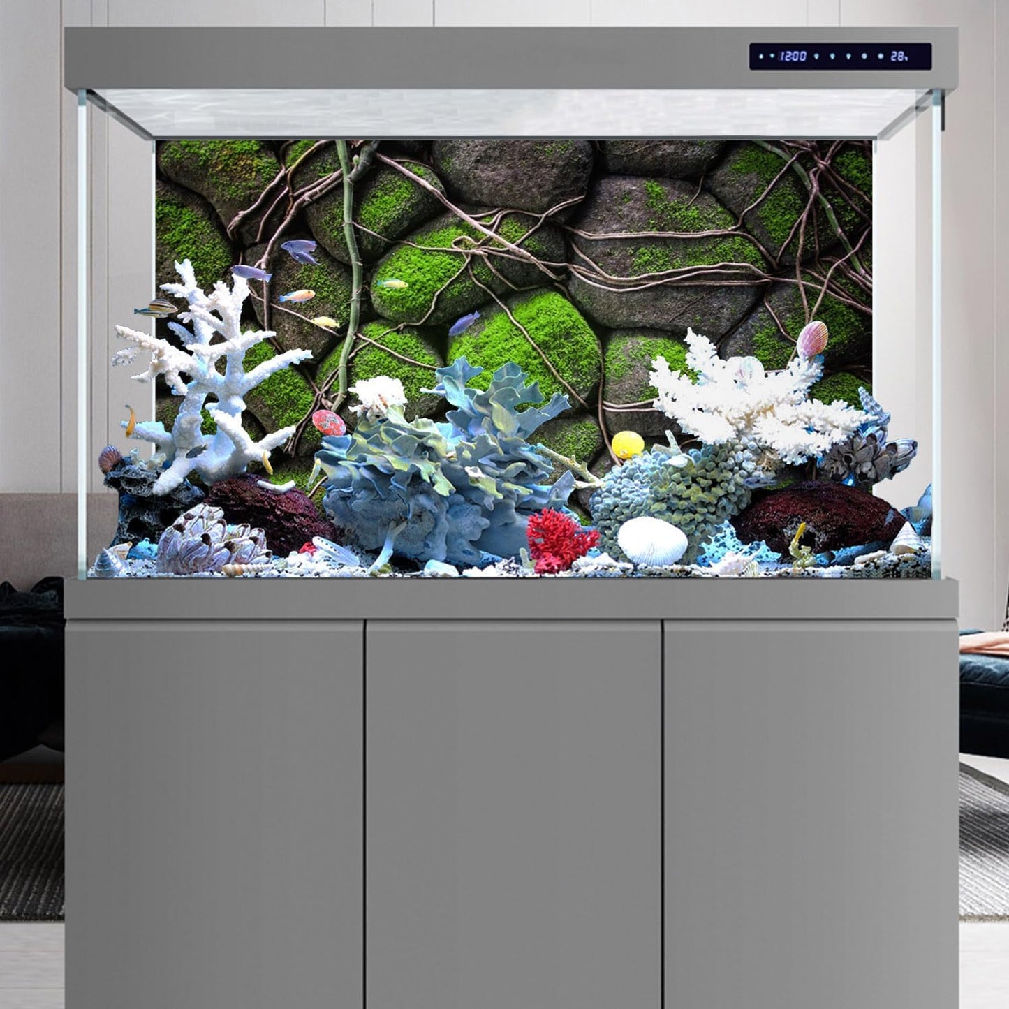 AWERT 36x24 inches Stone Aquarium Background Rock Fish Tank Background Rocky Terrarium Background Vinyl