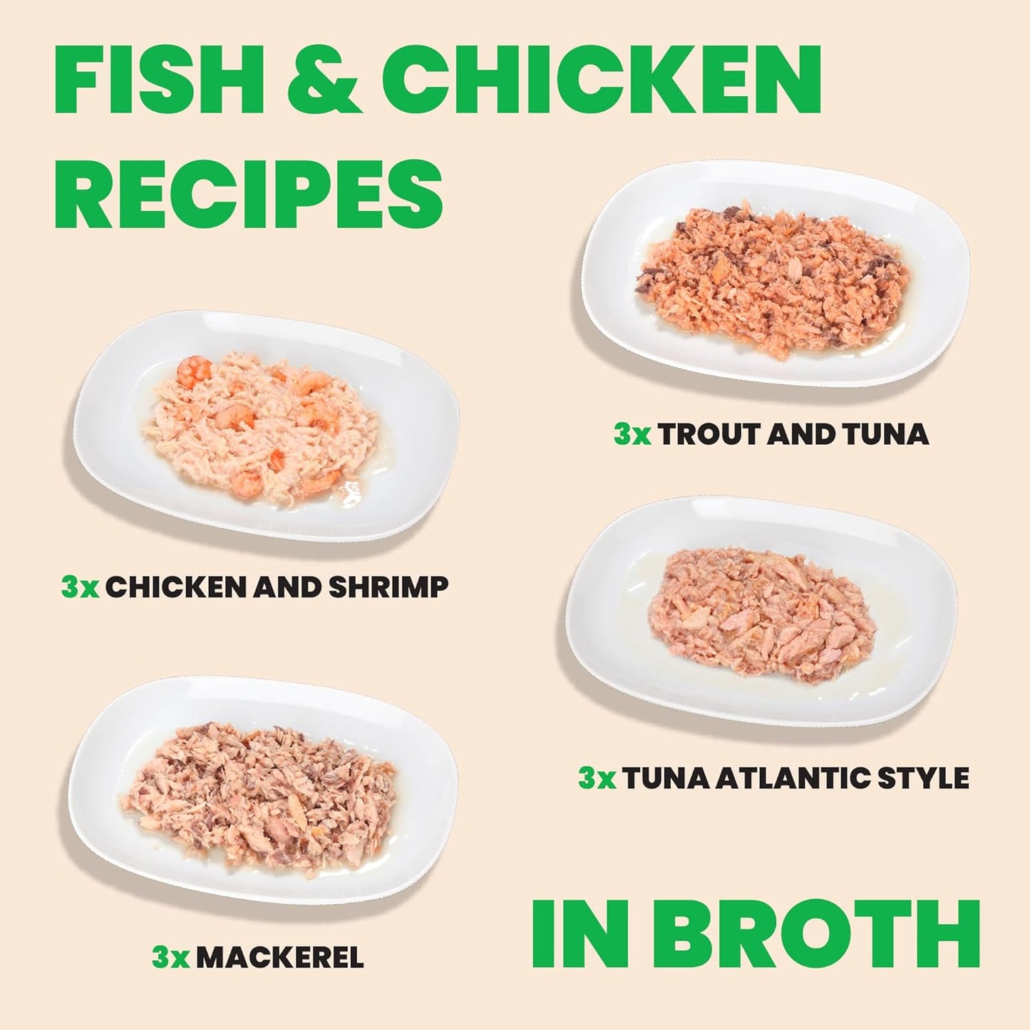 Almo Nature: HQS Natural Cat Pack 2 - (12) 2.47oz Can, Adult Cat Wet Canned Food - 3 Each: Atlantic Tuna, Mackerel, Trout & Tuna, Chicken & Shrimp