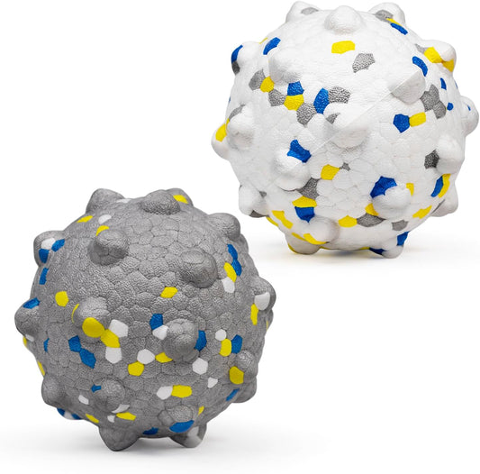 Dog Tennis Balls for Aggressive Chewers, Indestructible Durable Bouncy Interactive Toy for Dogs Fetch Game Lightweight Floating Outdoor Training(White+Grey Large)