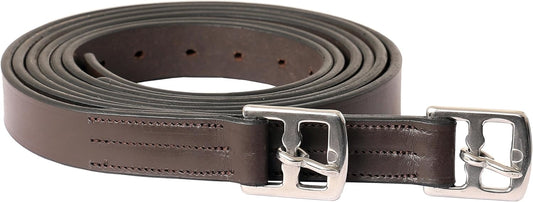 Exion Pre-Stretched Leather Stirrup Leathers for English Saddles | Premium Vegetable-Tanned Non-Stretch Stirrups for Jumping, Dressage & Schooling | 18-Hole Numbered Adjustment & SS Buckles