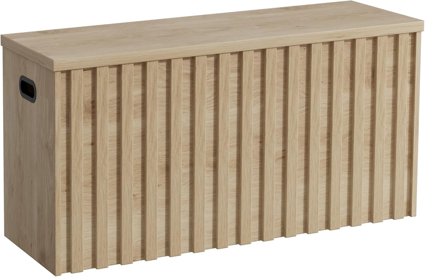 UEV Storage Bench,39.4" Wood Box, Storage Trunk with 2 Safety Hinges, Ottoman Storage Chest, Fluted Storage Bench for Bedroom, Entryway, Living Room (Ivroy White)