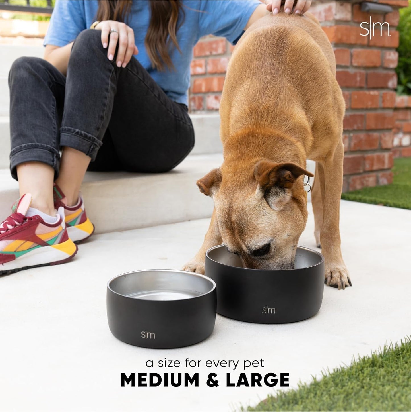 Simple Modern Stainless Steel Pet Water Bowl for Dogs & Cats | Reusable Insulated Stainless Steel Food Bowls for Dog Cat | No Tip No Slip BPA Free | Bentley Collection | Large (64oz) | Deep Ocean