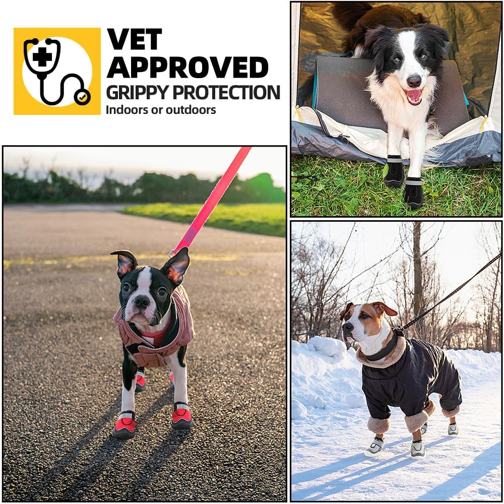 Hcpet Dog Boots for Large Dogs, Dog Shoes for Hot Pavement Winter Snow, Paw Protector Dog Booties Designed for Comfort and Breathability, Outdoor Booties for Small Medium Dogs for Hiking Pink Size 2