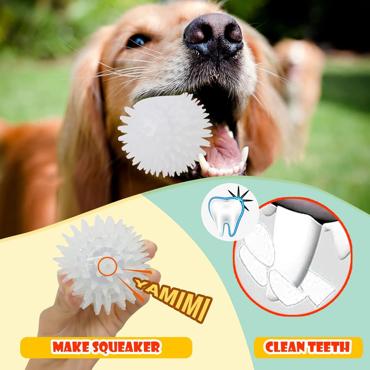 DKING 3Pack Squeaky Dog Balls,2 in1 Funny Puppy Ball Toys,Birthday Dog Toy for Small Medium Dogs (Animal Ball)