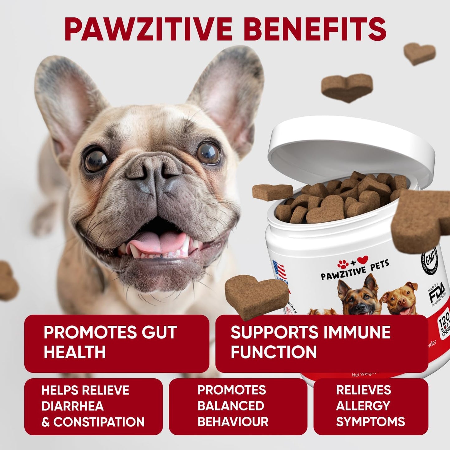 Probiotics for Dogs Digestive Health - Probiotic Chews for Gut Health, Itchy Skin Yeast, Diarrhea - USA Product - Immune Support Supplement - Dog Digestive Support & Allergy Relief Chews with Enzymes