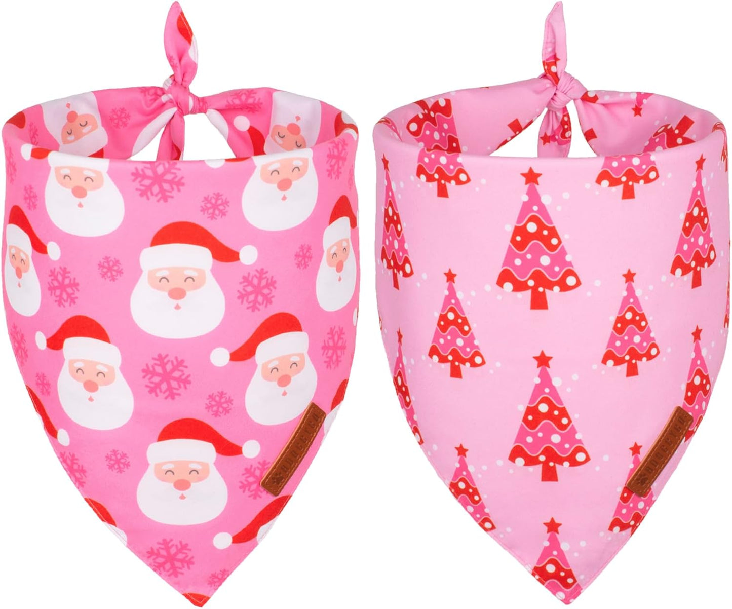 ADOGGYGO Christmas Dog Bandana, Xmas Tree Santa Pet Scarf, Premium Durable Fabric, Adjustable Fit Female Pet Christmas Bandanas for Medium Large Dogs (Large)