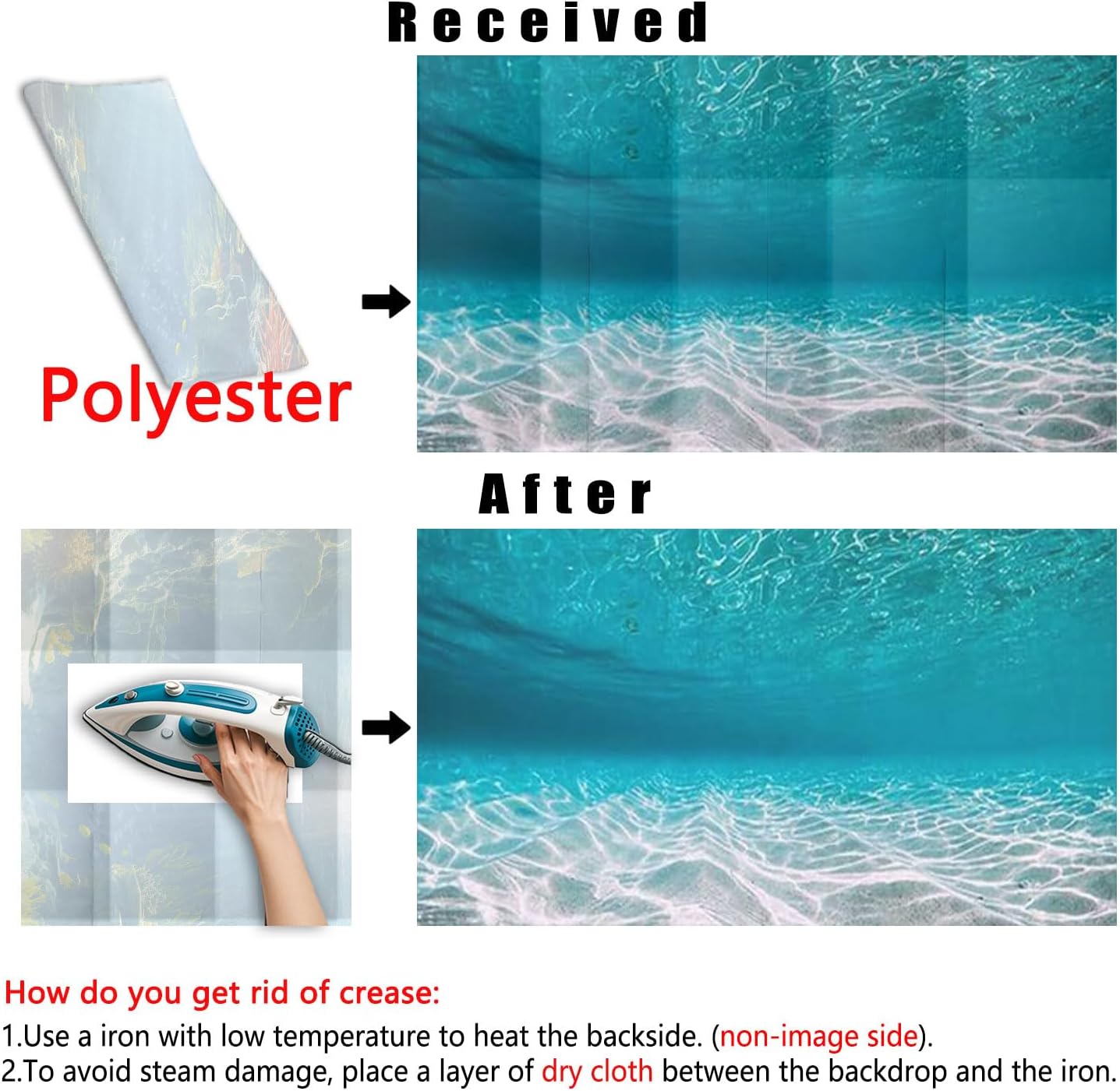 36X20IN Natural Undersea Aquarium Background, Undersea Beach Fish Tank Background, with 8 EVA Double-Sided Tape