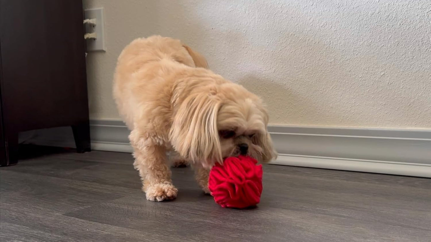 Glory To Dog Puppy and Small Breed Snuffle Interactive Foraging Dog Puzzle Ball Toy Red with Crinkle