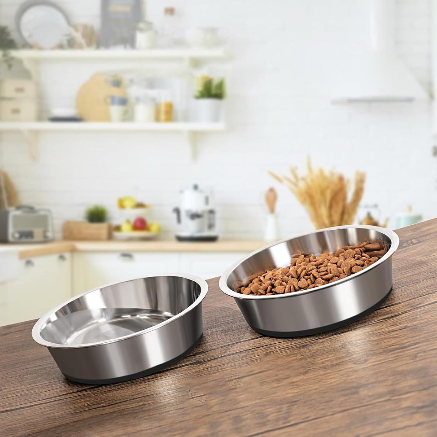YINGFAN Stainless Steel Dog Bowls, 2 Pack Metal Dog Bowls with Non-Slip Rubber Base, Durable Food and Water Bowl for Small, Puppy Dogs, Holds 2 Cups, BPA-Free, Dishwasher Safe (Gray)