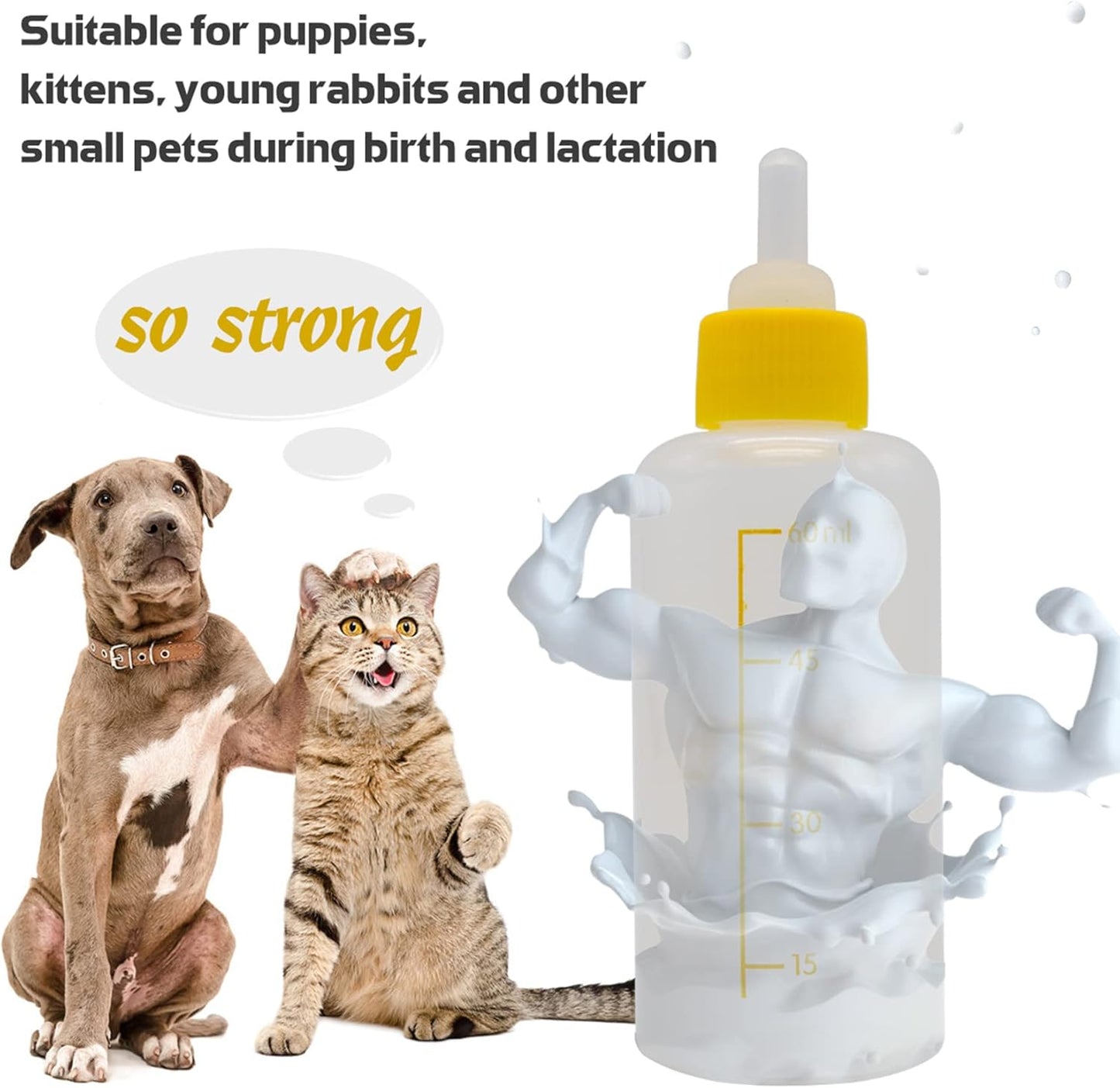 Puppy Kitten Bottle for Nursing, Newborn Baby Dog Cat Rabbit Feeding Bottles with Nipples Feeder Kit