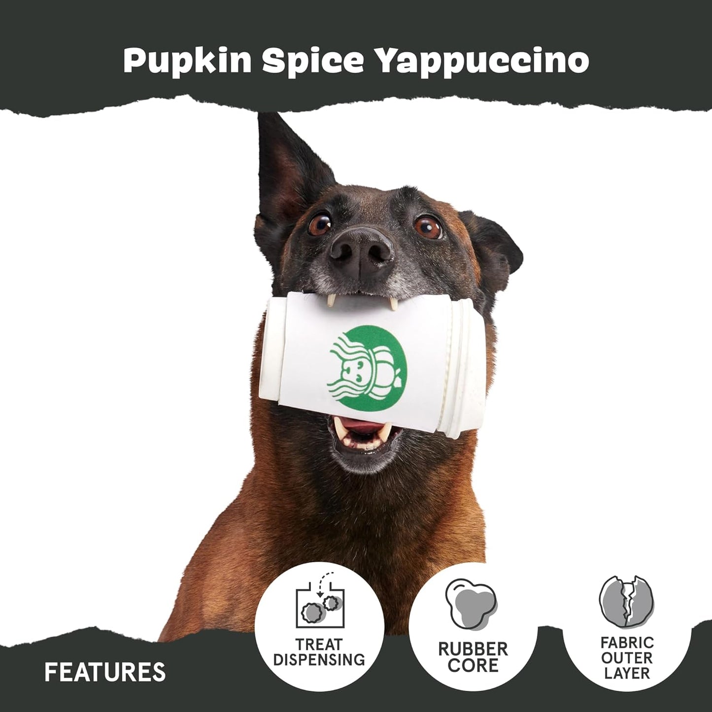 Barkbox Pupkin Spice Latte Plush Dog Toy – Plush Dog Toys – Puppy and Pet Toys for Medium to Large Dogs